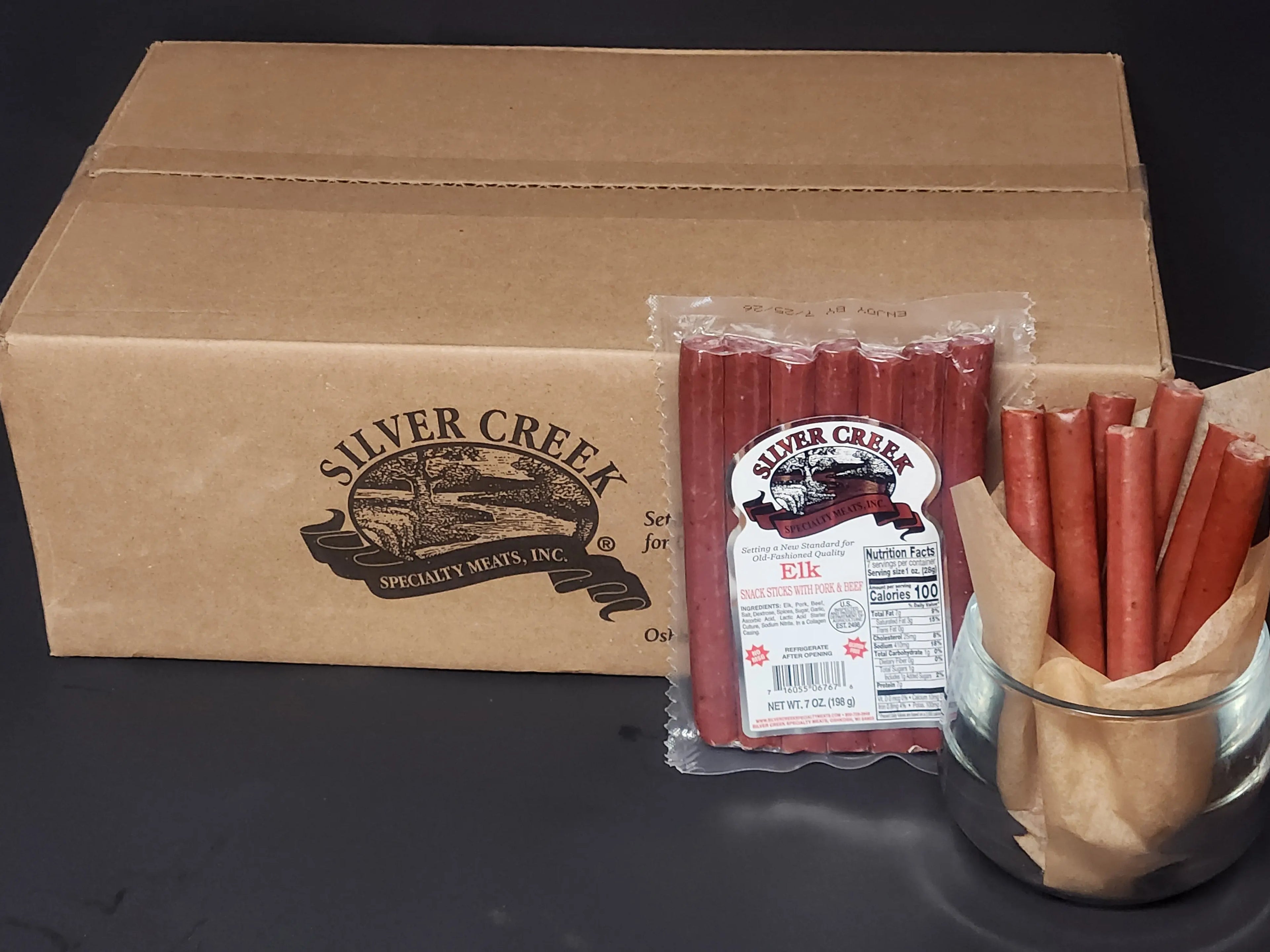 Elk Snack Sticks with Pork & Beef — 50-Pack (350 oz) | Silver Creek Silver Creek