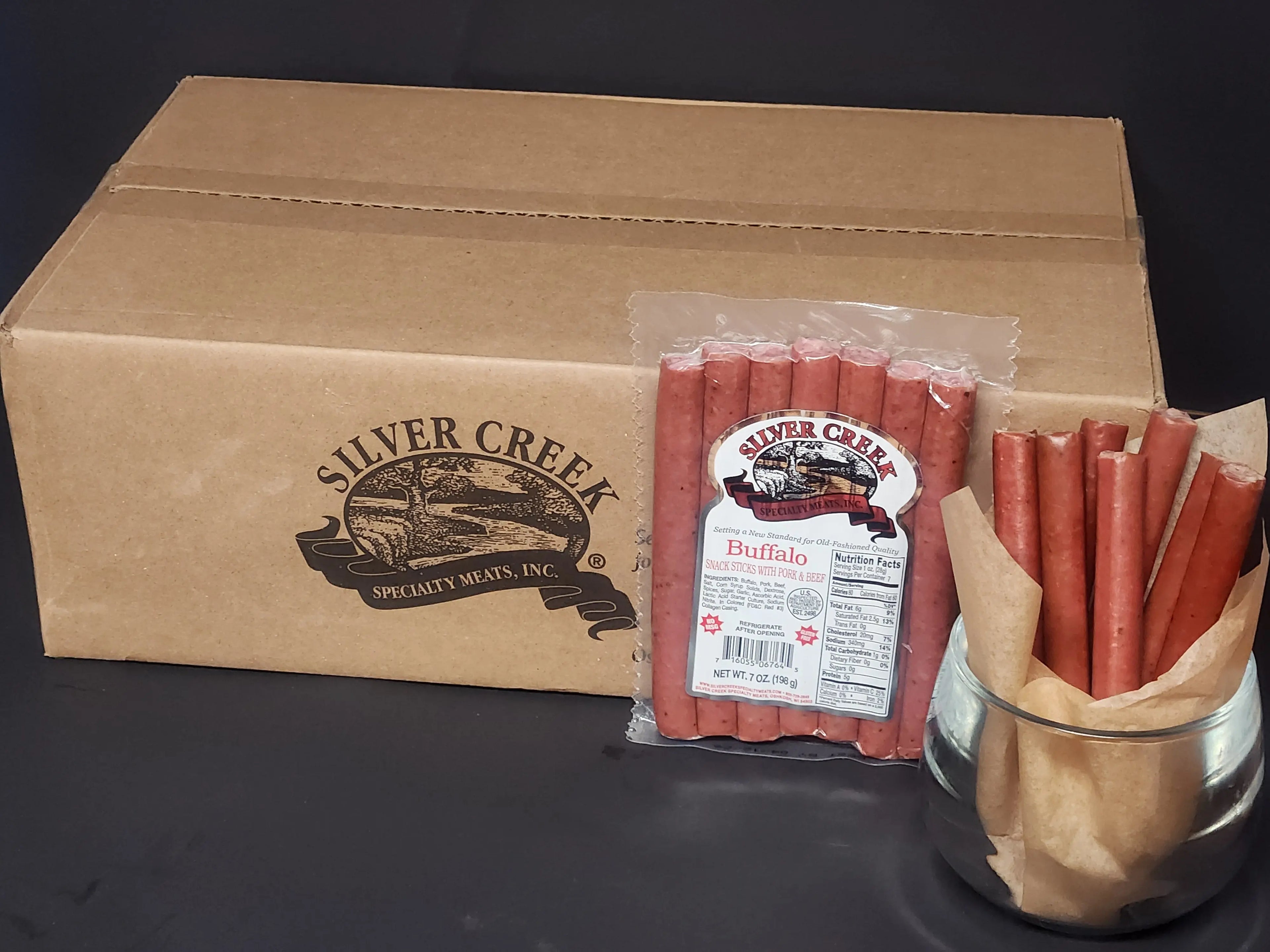 Buffalo Snack Sticks with Pork & Beef — 50-Pack (350 oz) | Silver Creek Silver Creek