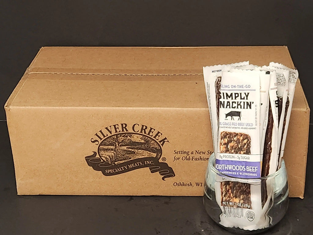 Beef with Cranberries & Blueberries Snack — 150-Pack | NORTHWOODS simply snackin