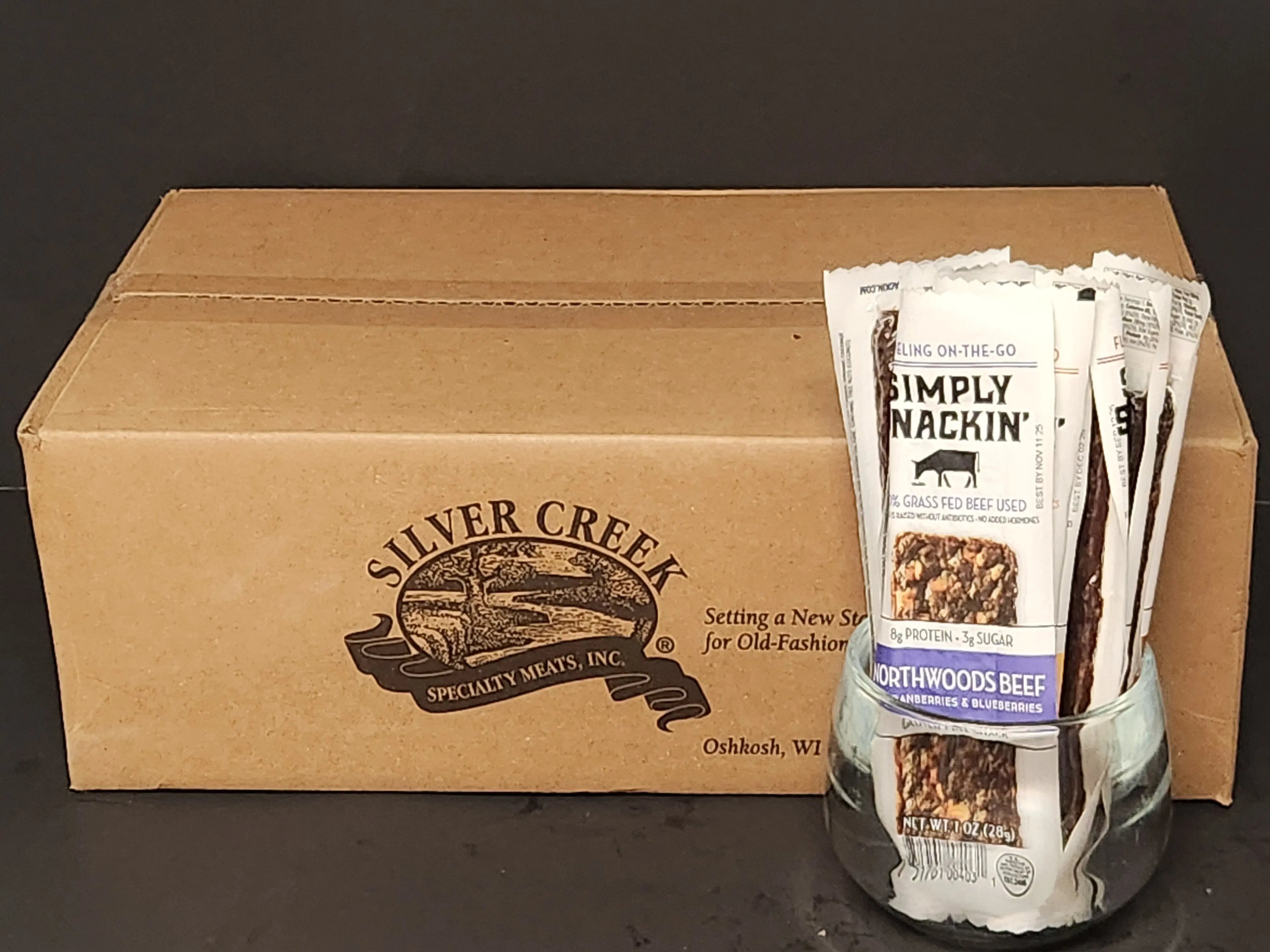 Beef with Cranberries & Blueberries Snack — 150-Pack | NORTHWOODS simply snackin