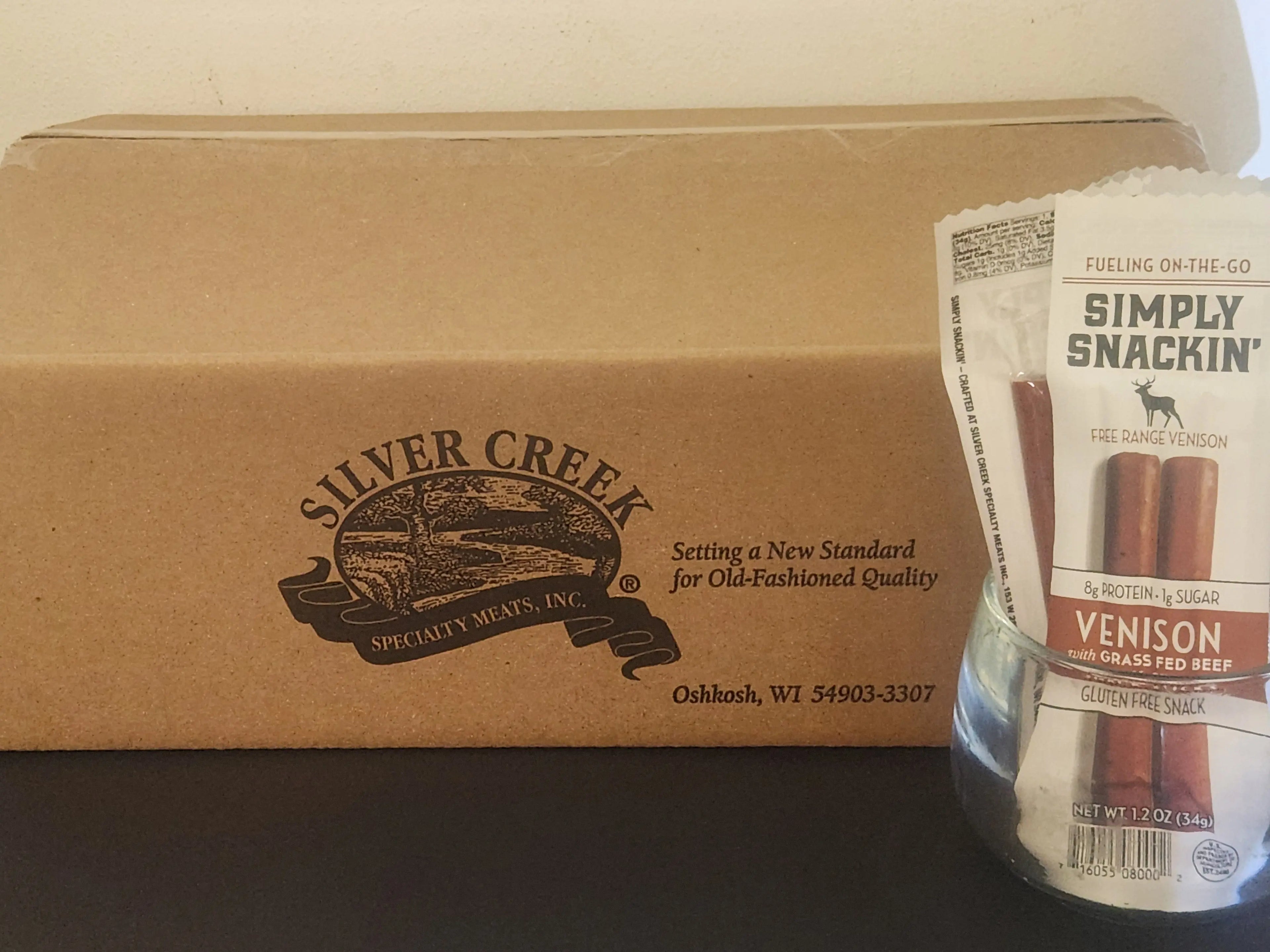 Venison Snack Sticks, Free Range NZ Red Deer & Grass Fed Beef — 48-Pack | Simply Snackin' simply snackin