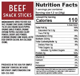 Grass Fed Beef Snack Sticks, 8g Protein, Gluten Free — 48-Pack | Simply Snackin' misty valley foods