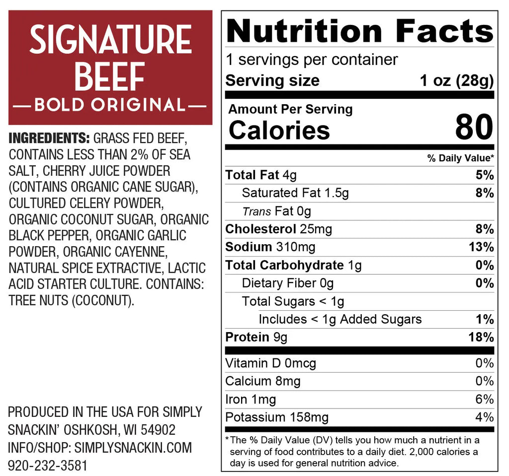 BOLD Original 100% Grass Fed Beef Snack — 150-Pack | Signature Beef simply snackin