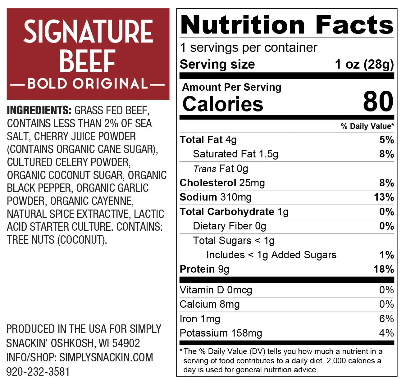 BOLD Original 100% Grass Fed Beef Snack — 150-Pack | Signature Beef simply snackin